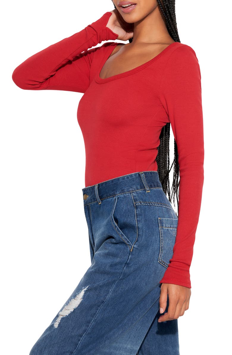 Spiritual Gangster Chrissie Long Sleeve Ribbed Crop Top, Alternate, color, Red Heart
