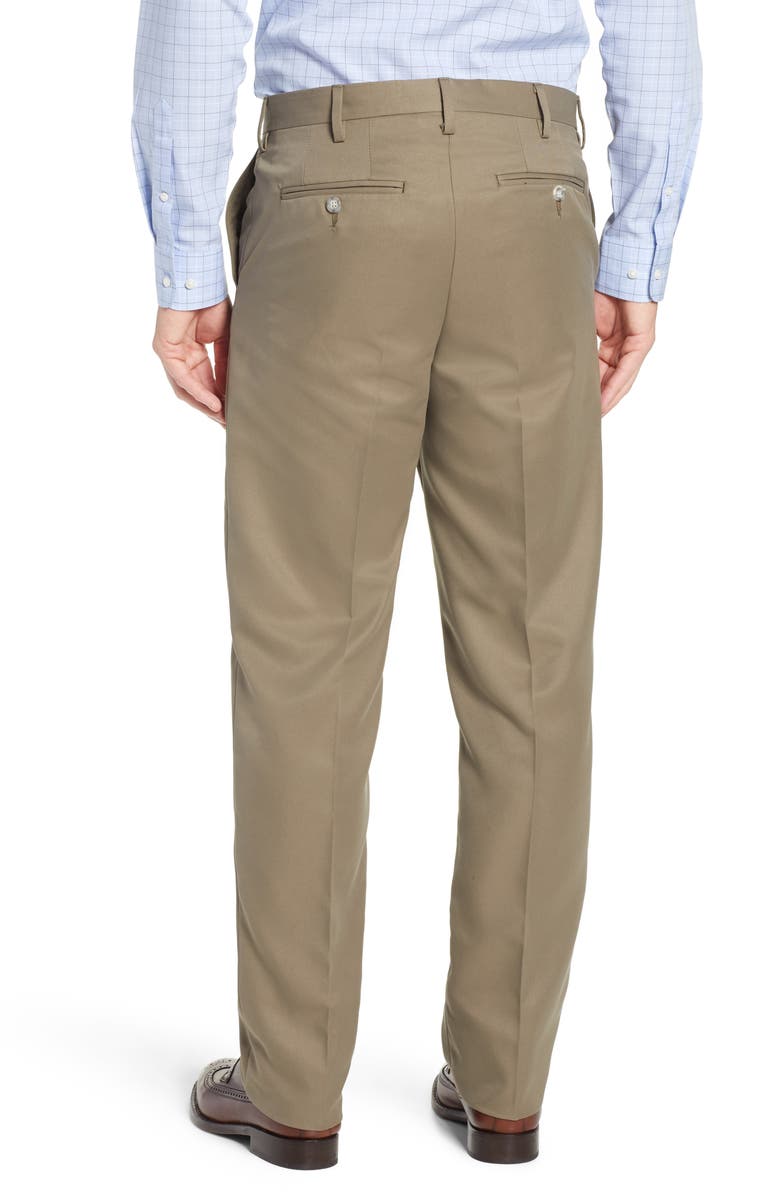 Berle Classic Fit Flat Front Microfiber Performance Trousers, Alternate, color, Green