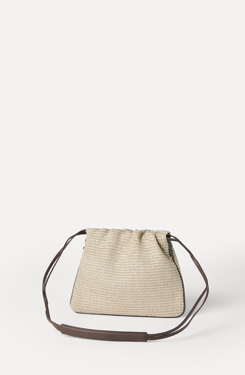 Brunello Cucinelli BC Duo precious net pouch bag, Alternate, color, Beige