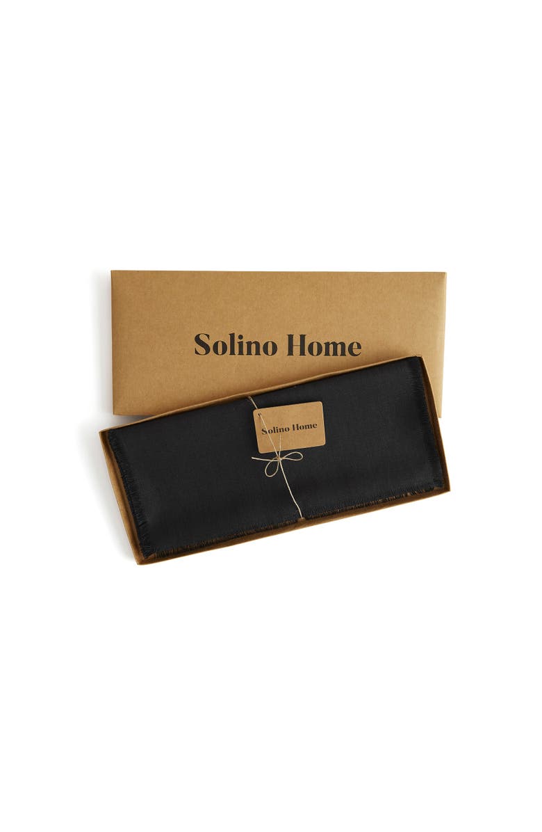 Solino Home Linen Table Runner for Dining Table, Holiday and Everyday Table Decor - Fringe, Alternate, color, Black