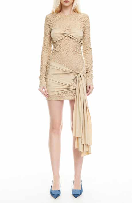 LIONESS Midnight Long Sleeve Semisheer Lace Minidress