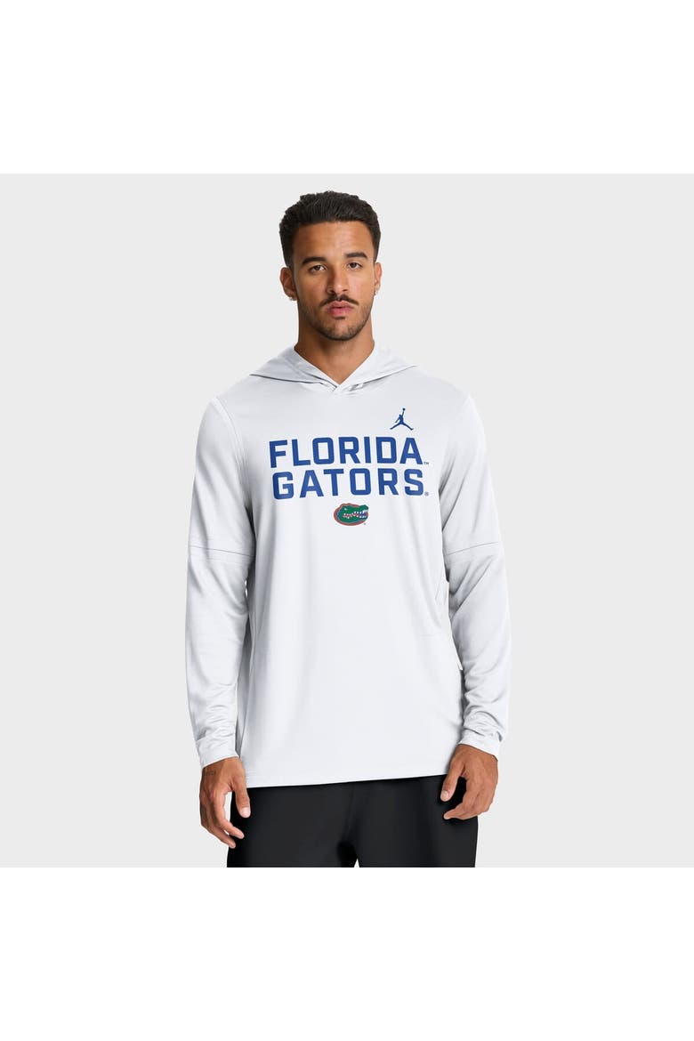 Men's Jordan Brand White Florida Gators 2025 Sideline Performance Long Sleeve Hoodie T-Shirt, Main, color, White