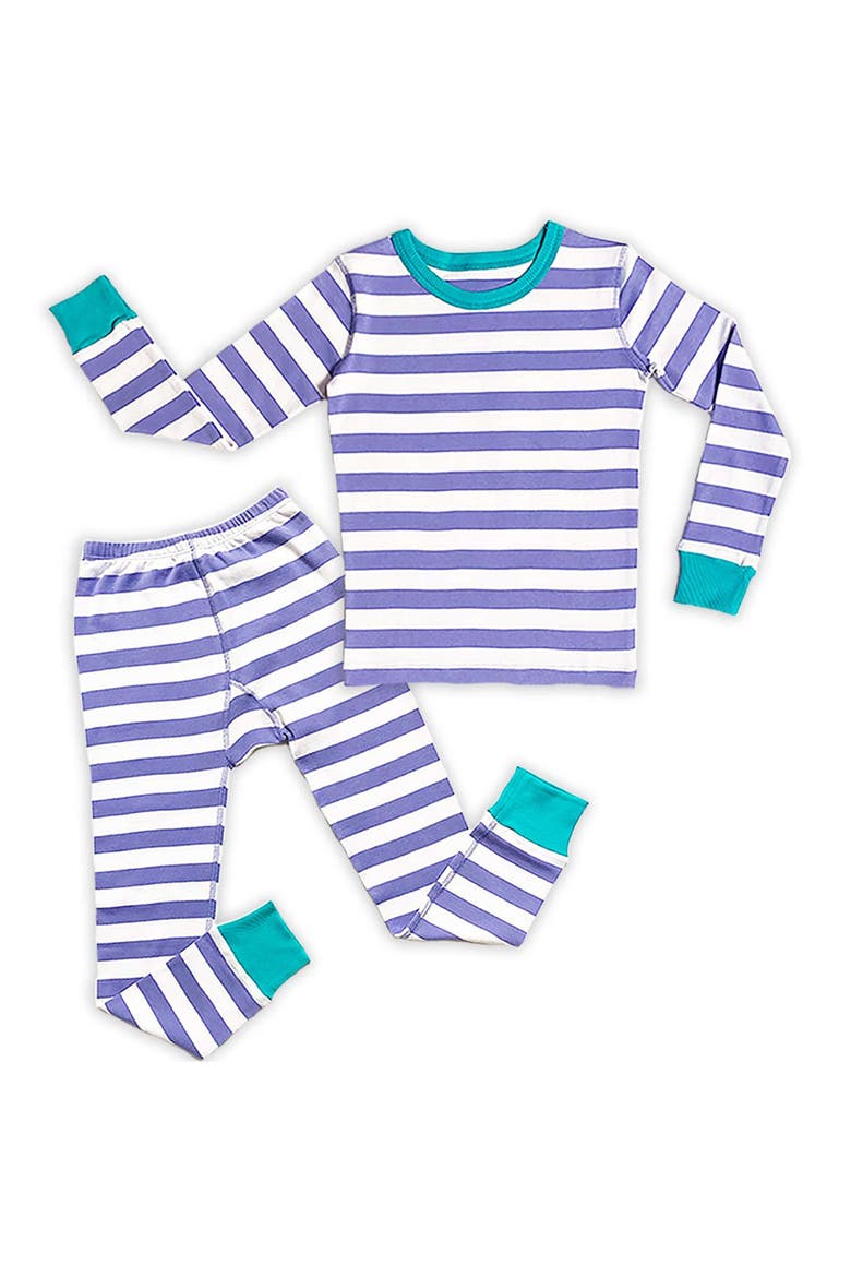 100% Organic Cotton Stripe Long Sleeve Snug Fit Kids Pajamas, Main, color, Peri Stripe