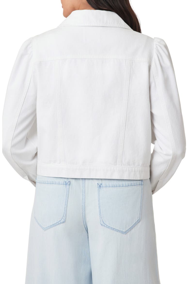 Puff Sleeve Denim Jacket, Alternate, color, WHITE