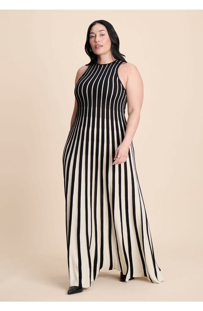 ELOQUII Two Tone Sweater Dress, Alternate, color, Black And Cream