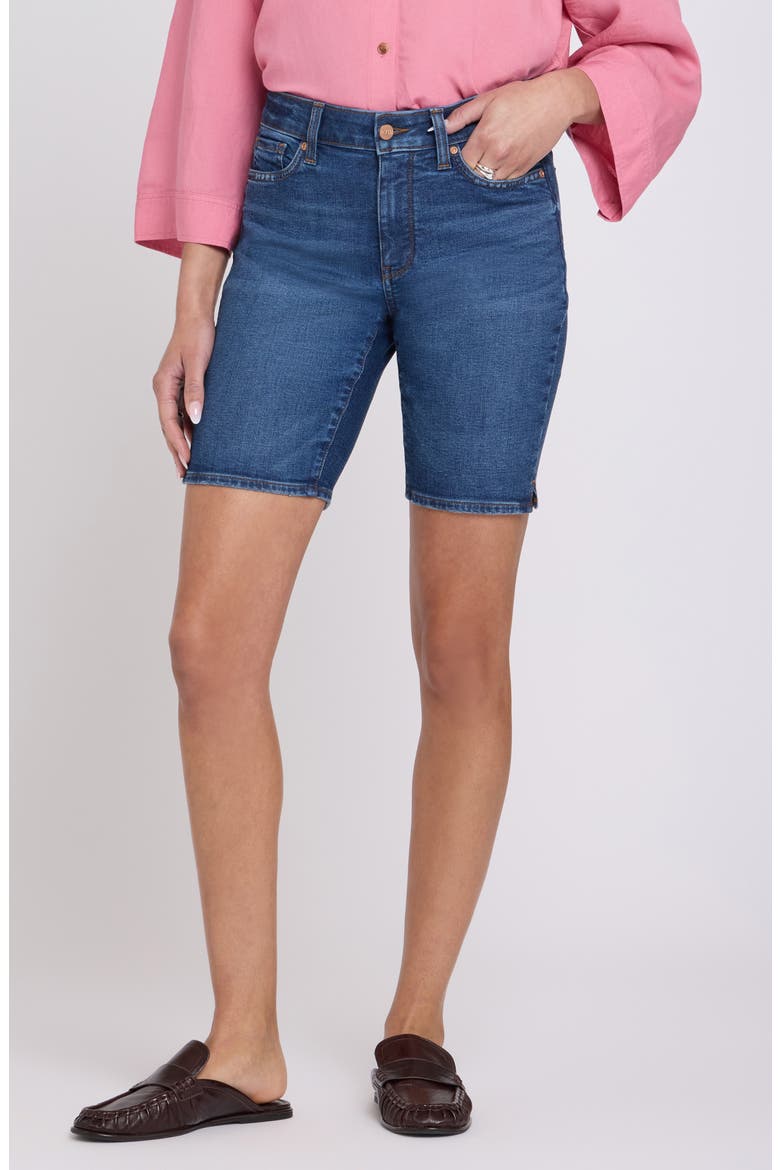 Ella Side Slit Denim Shorts, Main, color, SUNSET VILLA