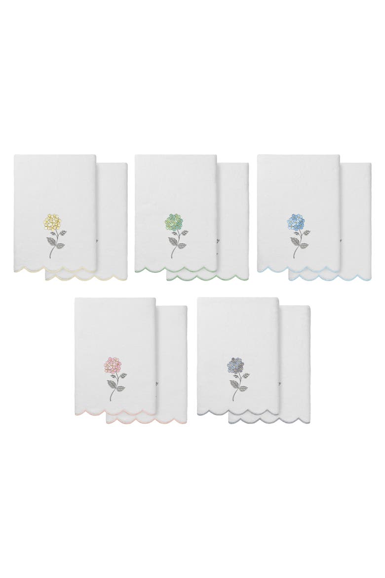 Hydea Scalloped 2-Piece Bath Towel Set, Alternate, color, WHITE/ GREEN