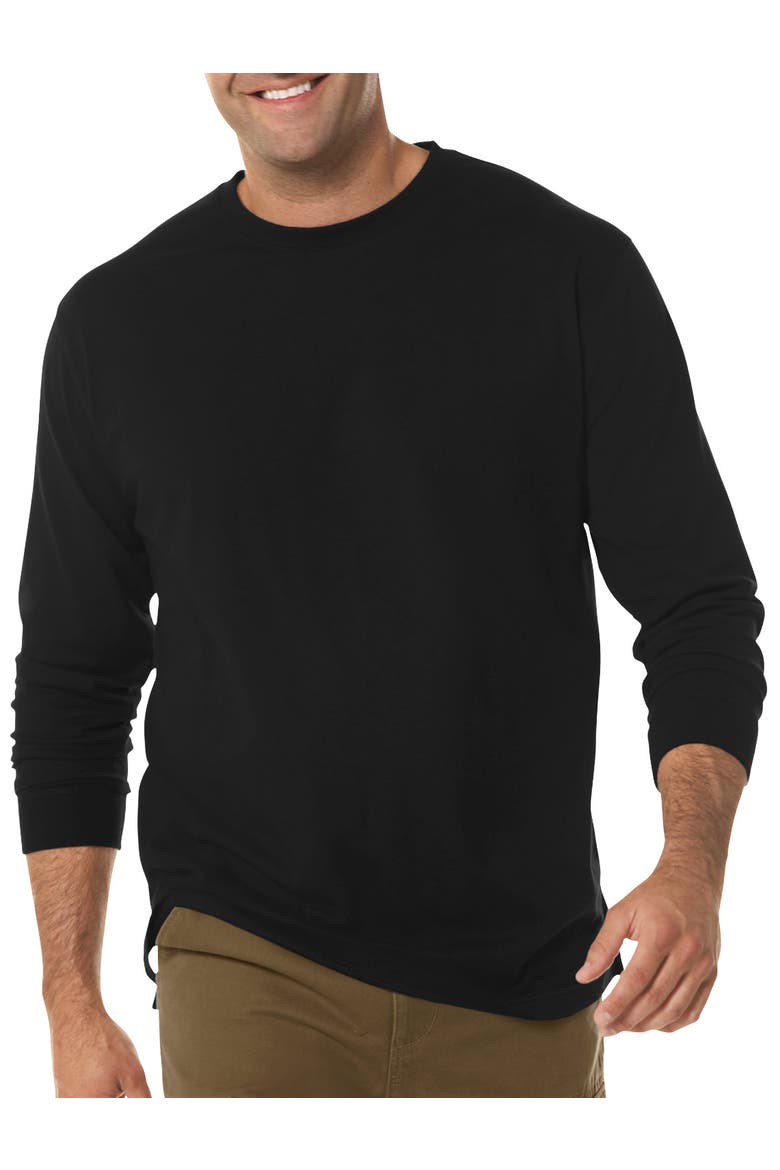 Big & Tall Moisture-Wicking Long-Sleeve T-Shirt, Main, color, BLACK
