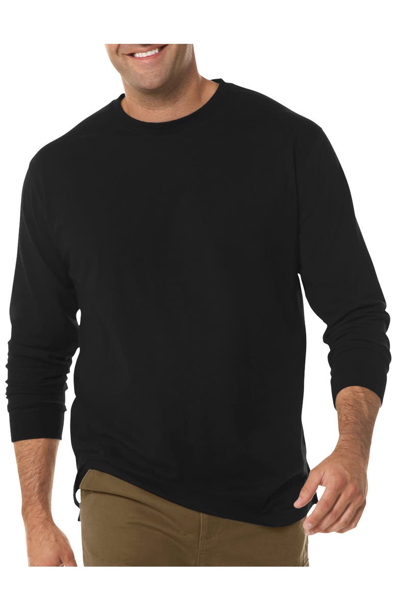 Harbor Bay by DXL Big & Tall Moisture-Wicking Long-Sleeve T-Shirt, Main, color, Black