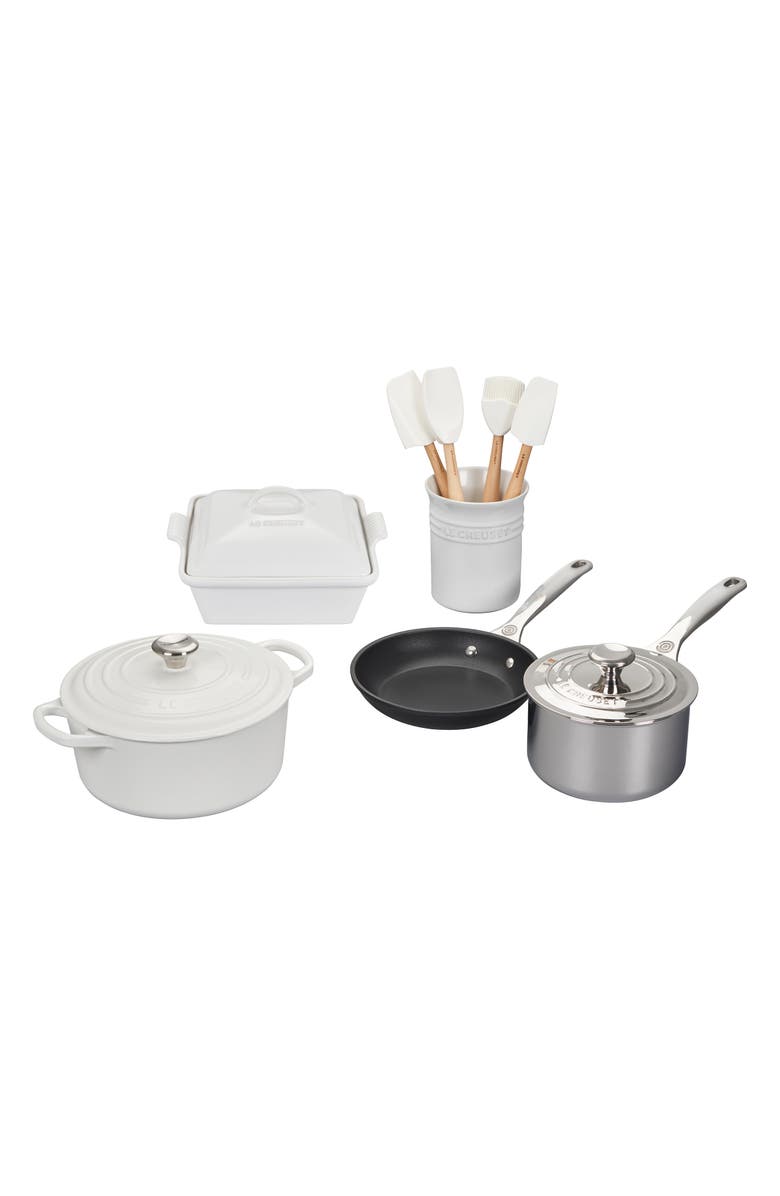 Le Creuset 12-Piece Mixed Material Cookware Set, Main, color, White