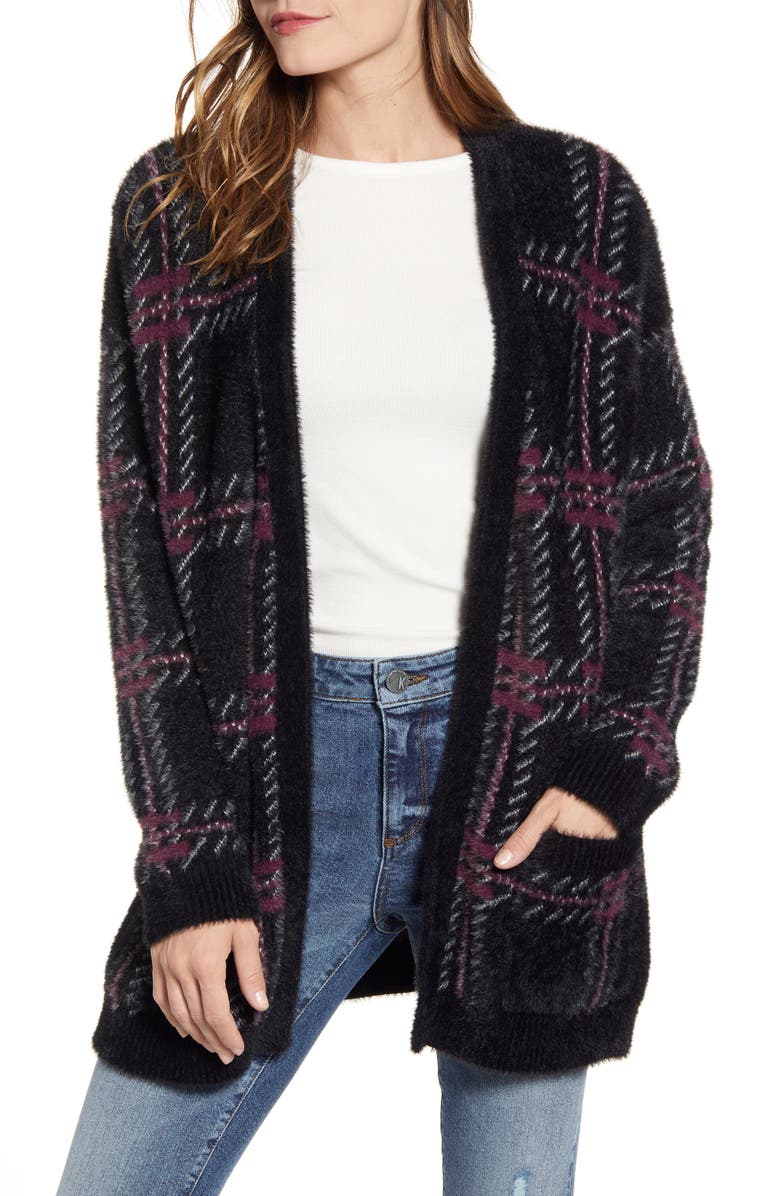 1.STATE Plaid Eyelash Cardigan, Main, color,