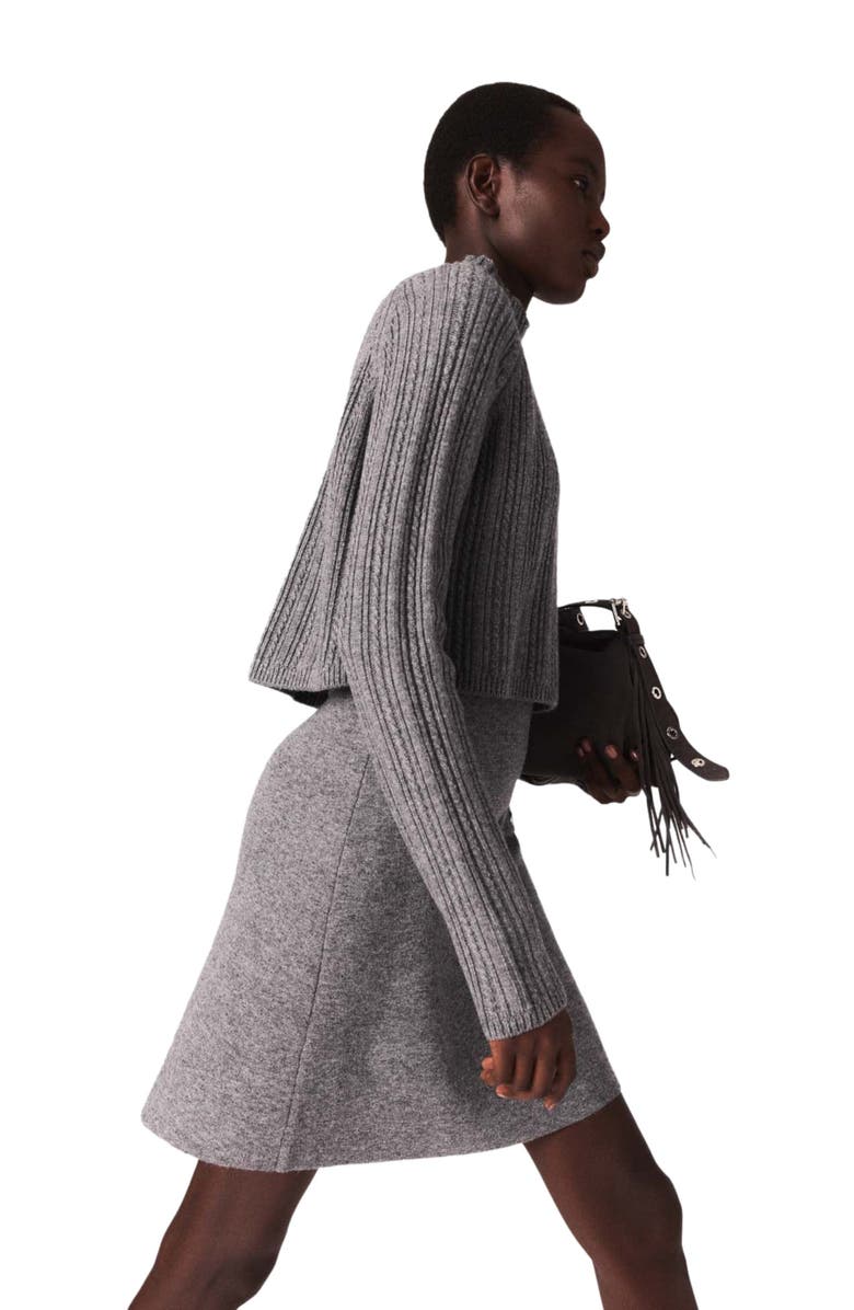 maje 2-in-1 knit mini dress, Alternate, color, Grey