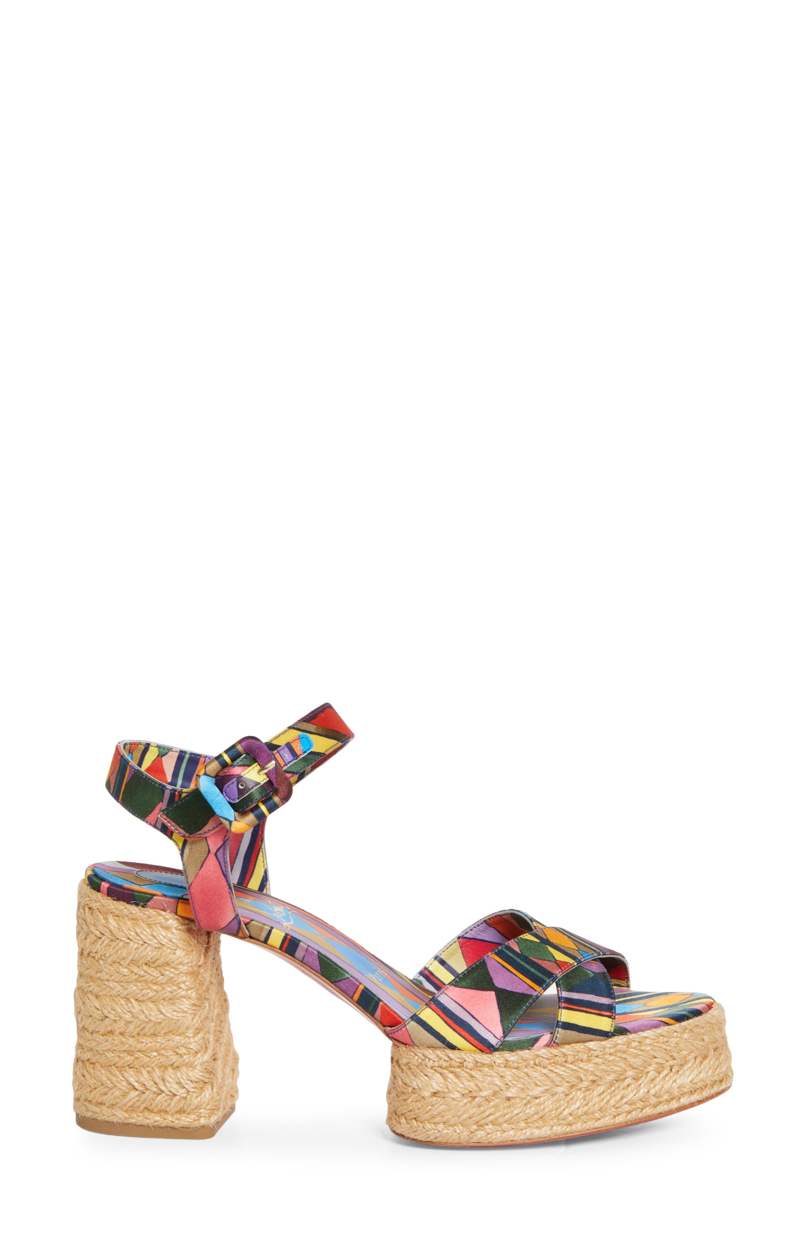 Christian Louboutin Calakala Espadrille Platform Sandal, Alternate, color, Orange Multi