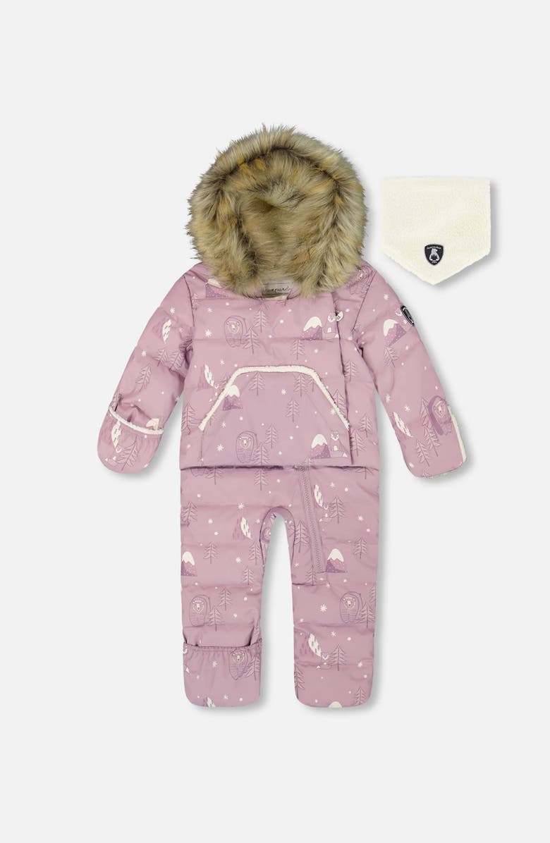 Deux par Deux One-Piece Snug Snowsuit Designed for Car Seat Bear, Main, color, Purple