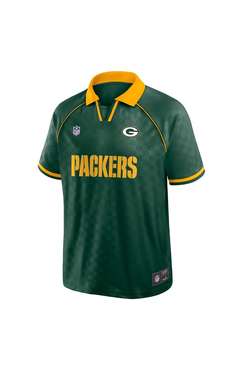 FANATICS Men's Fanatics Green/Gold Green Bay Packers Homerun Raglan V-Neck Polo, Alternate, color, Green
