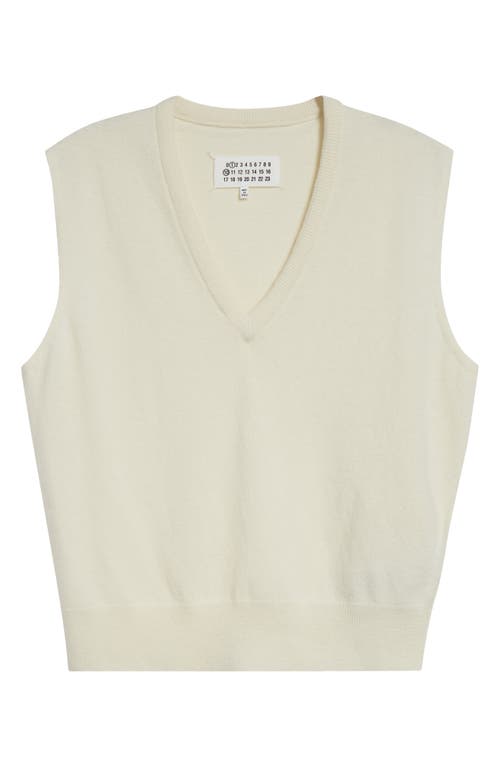 Maison Margiela Virgin Wool V-neck Sweater Vest In Off White
