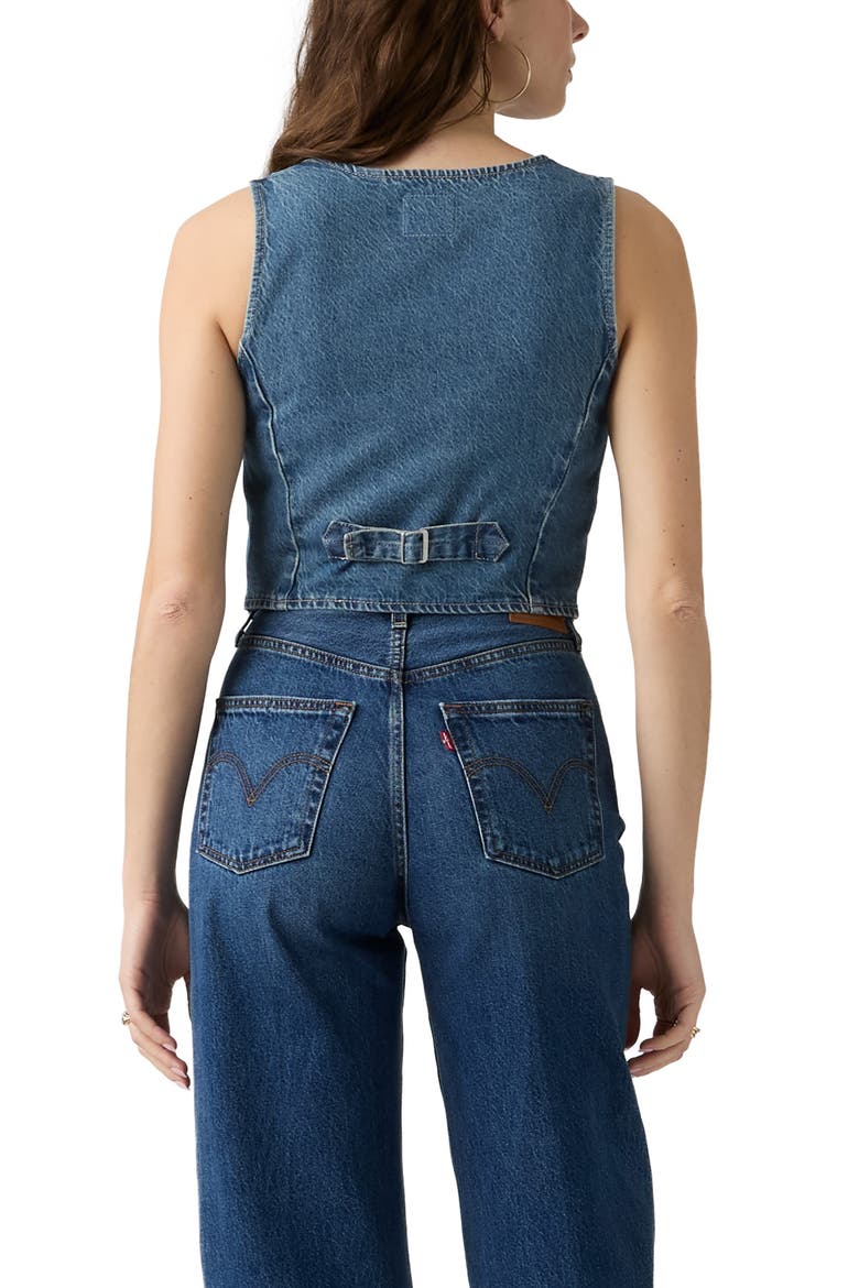 Tailored Denim Vest, Alternate, color, LETS PARTY VEST