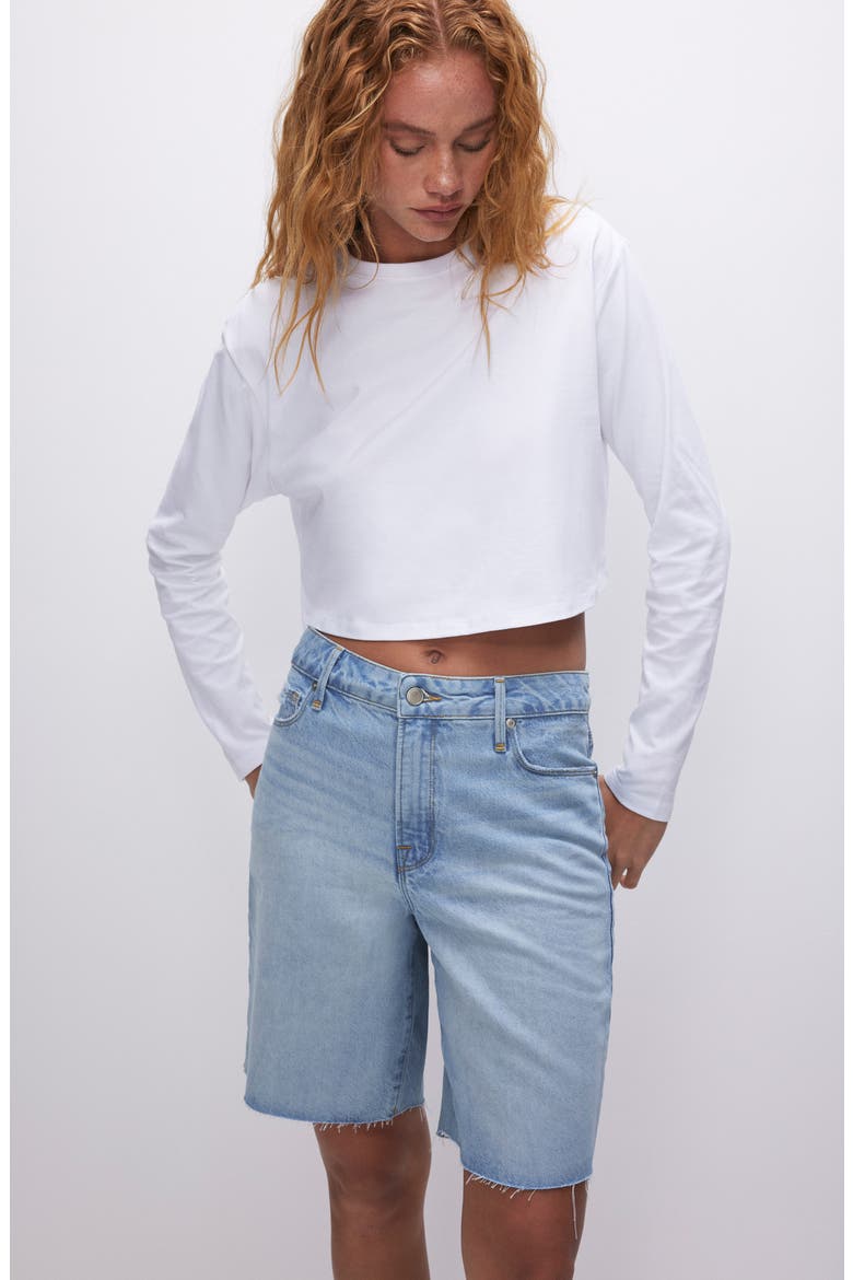 90s Good High Waist Denim Bermuda Shorts, Alternate, color, INDIGO473