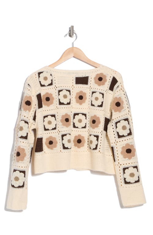 Cotton Emporium Flower Patch Button Front Cardigan In Ivory
