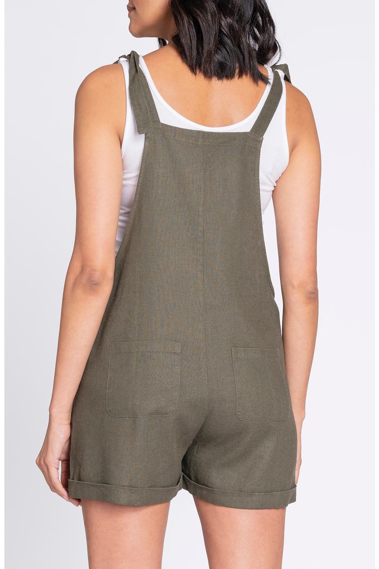 Linen Blend Maternity Shortalls, Alternate, color, KHAKI