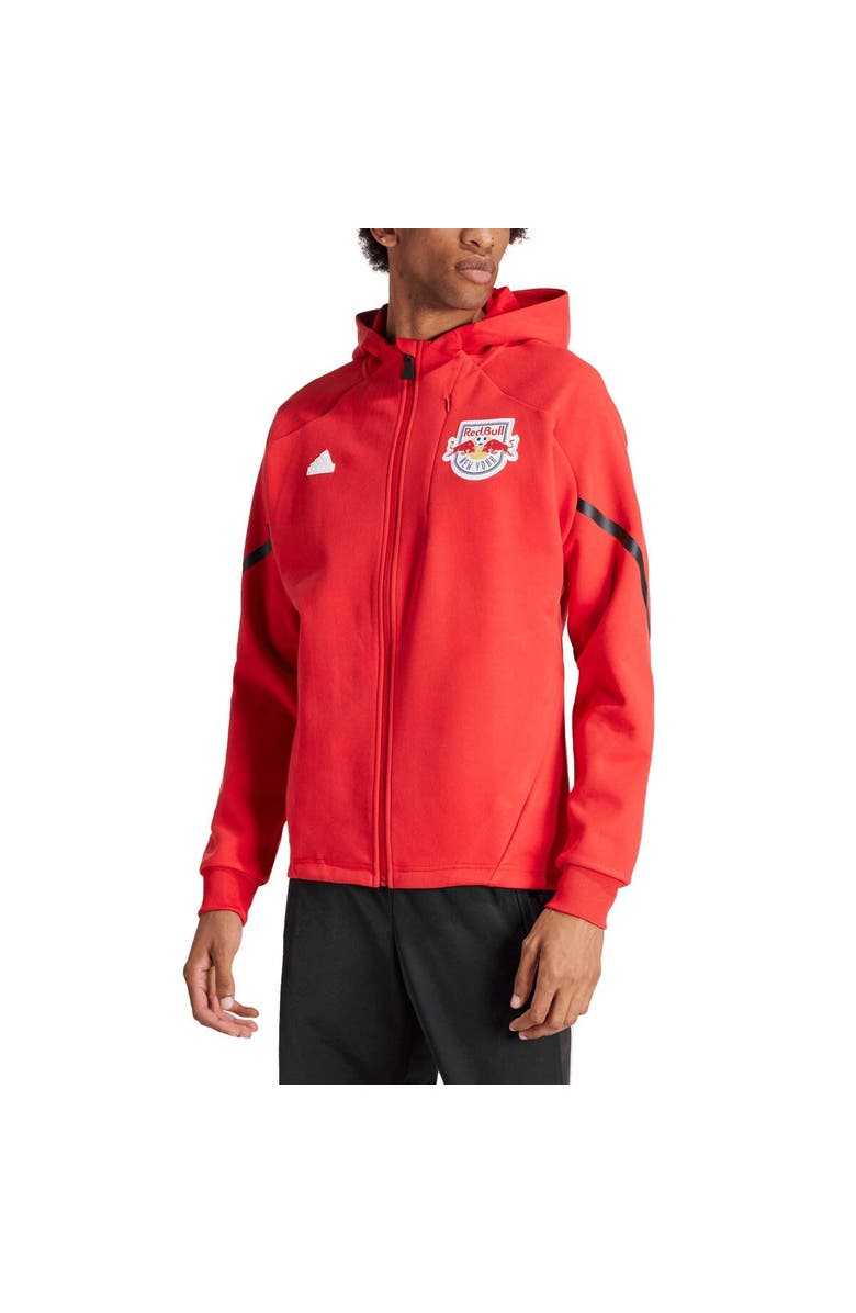adidas Men's adidas Red New York Red Bulls 2024 Anthem Travel Raglan Sleeve Full-Zip Jacket, Alternate, color, Red