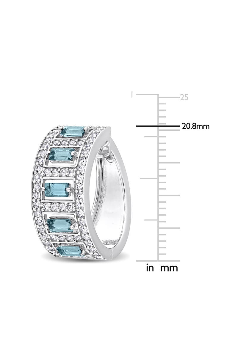 DELMAR Baguette-Cut London Blue Topaz & White Topaz Hoop Earrings, Alternate, color, 