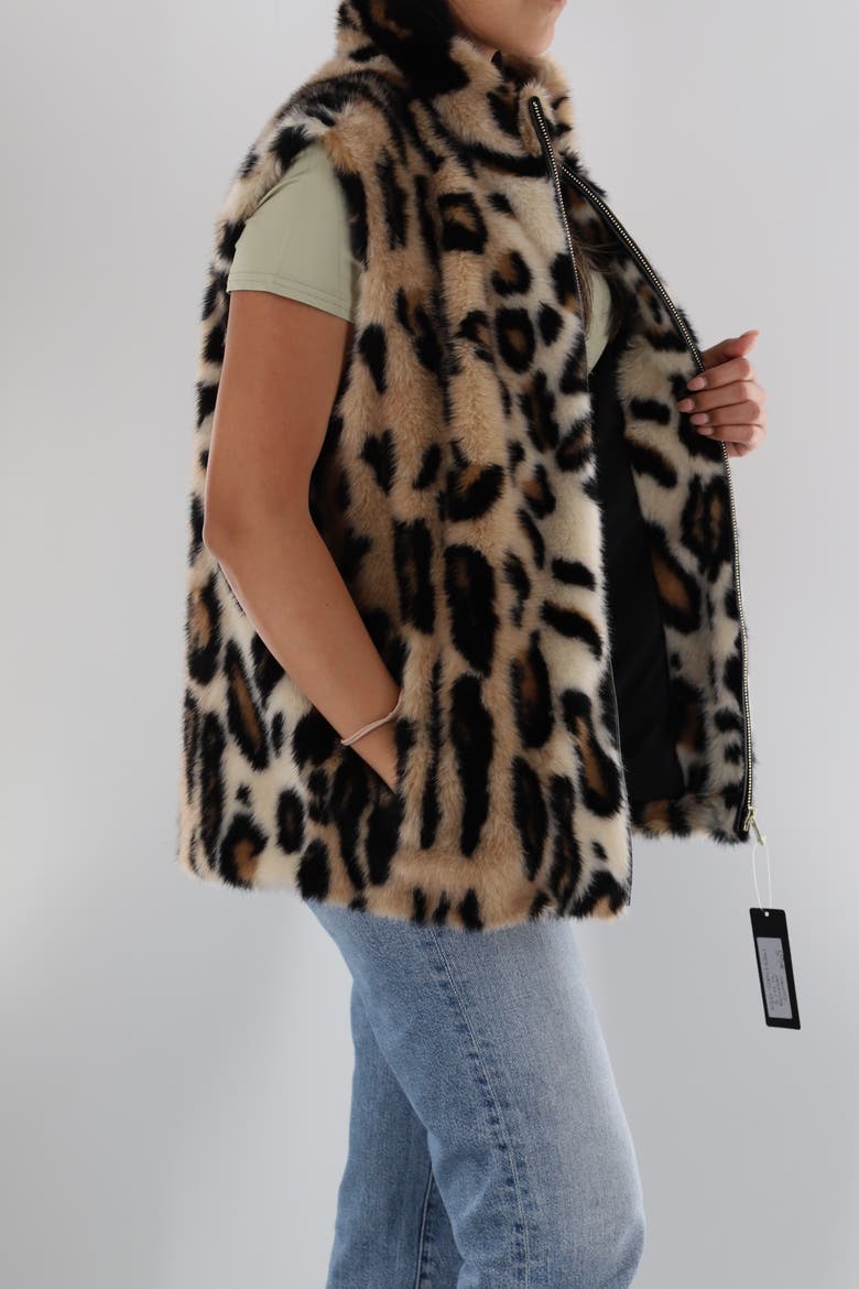 Faux Fur Animal Print Vest, Alternate, color, Leopard