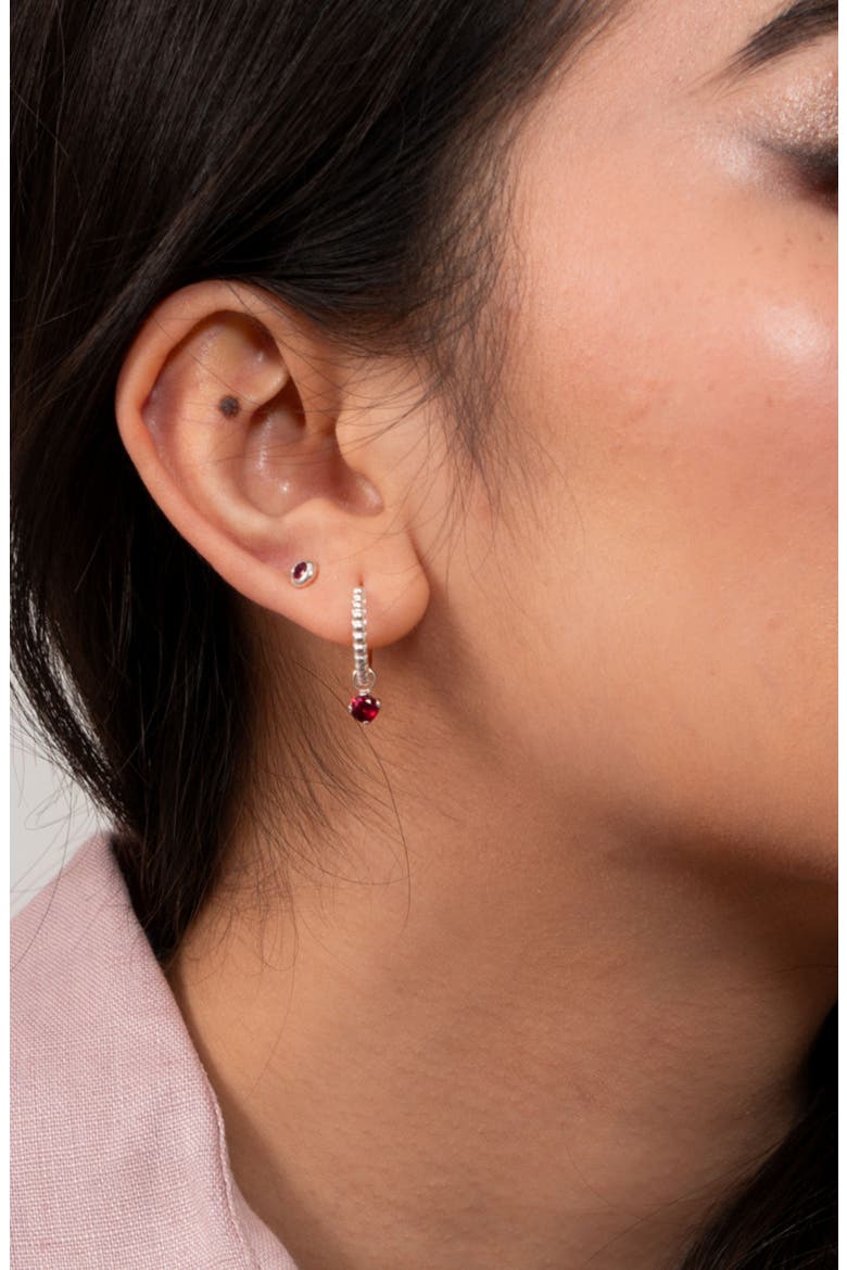 3mm Ruby Dewdrop Studs, Alternate, color, Sterling Silver