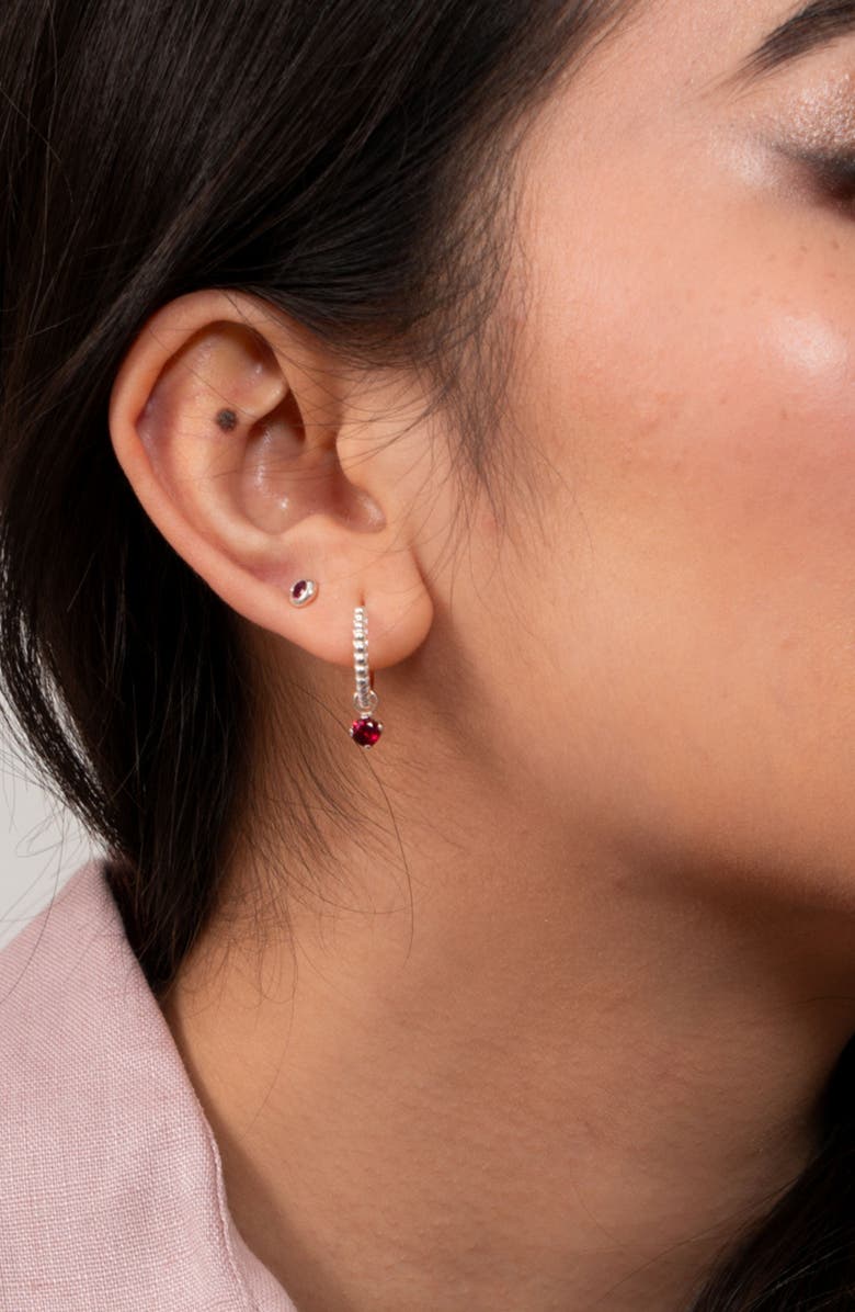 Dower & Hall 3mm Ruby Dewdrop Studs, Alternate, color, Sterling Silver