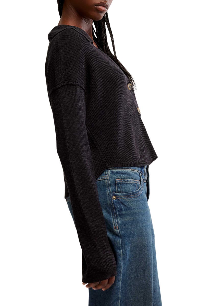 Free People Ella Button-Up Sweater, Alternate, color, Black