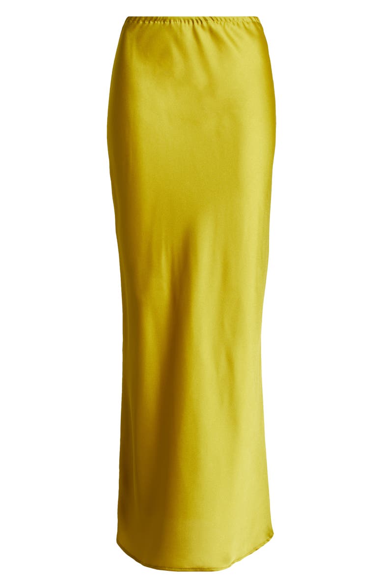 ASOS DESIGN Bias Cut Satin Skirt, Alternate, color, Yellow