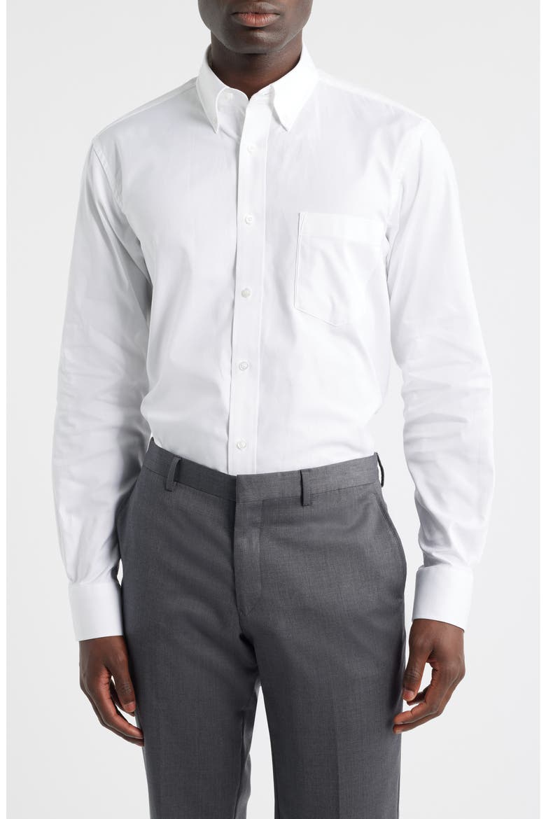 Regular Fit White Cotton Button-Down Oxford Shirt, Main, color, WHITE