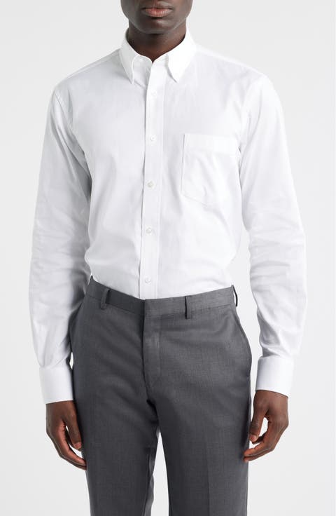 Eagle Regular Fit White Cotton Button-Down Oxford Shirt (Regular, Big & Tall)