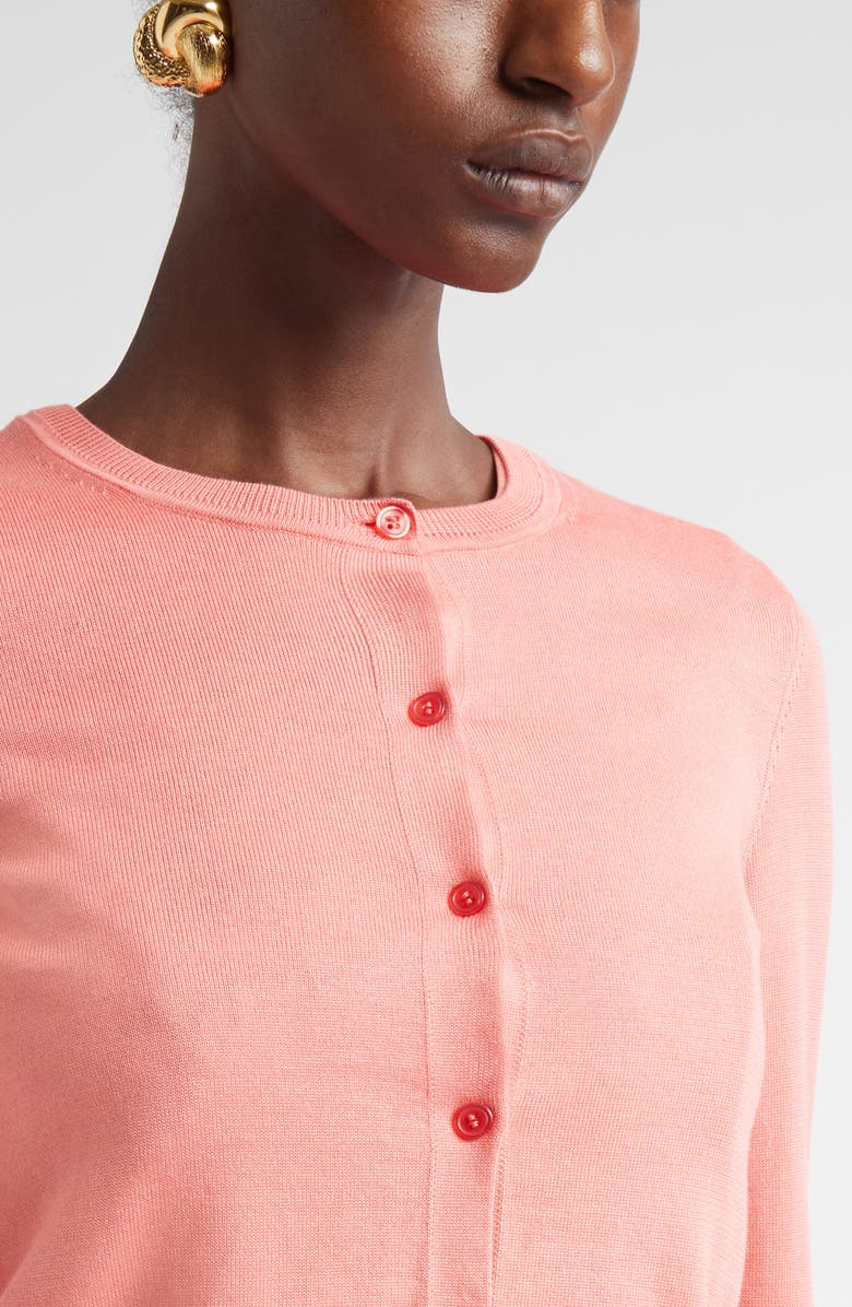 Carolina Herrera Silk & Cotton Cardigan, Alternate, color, Sunset