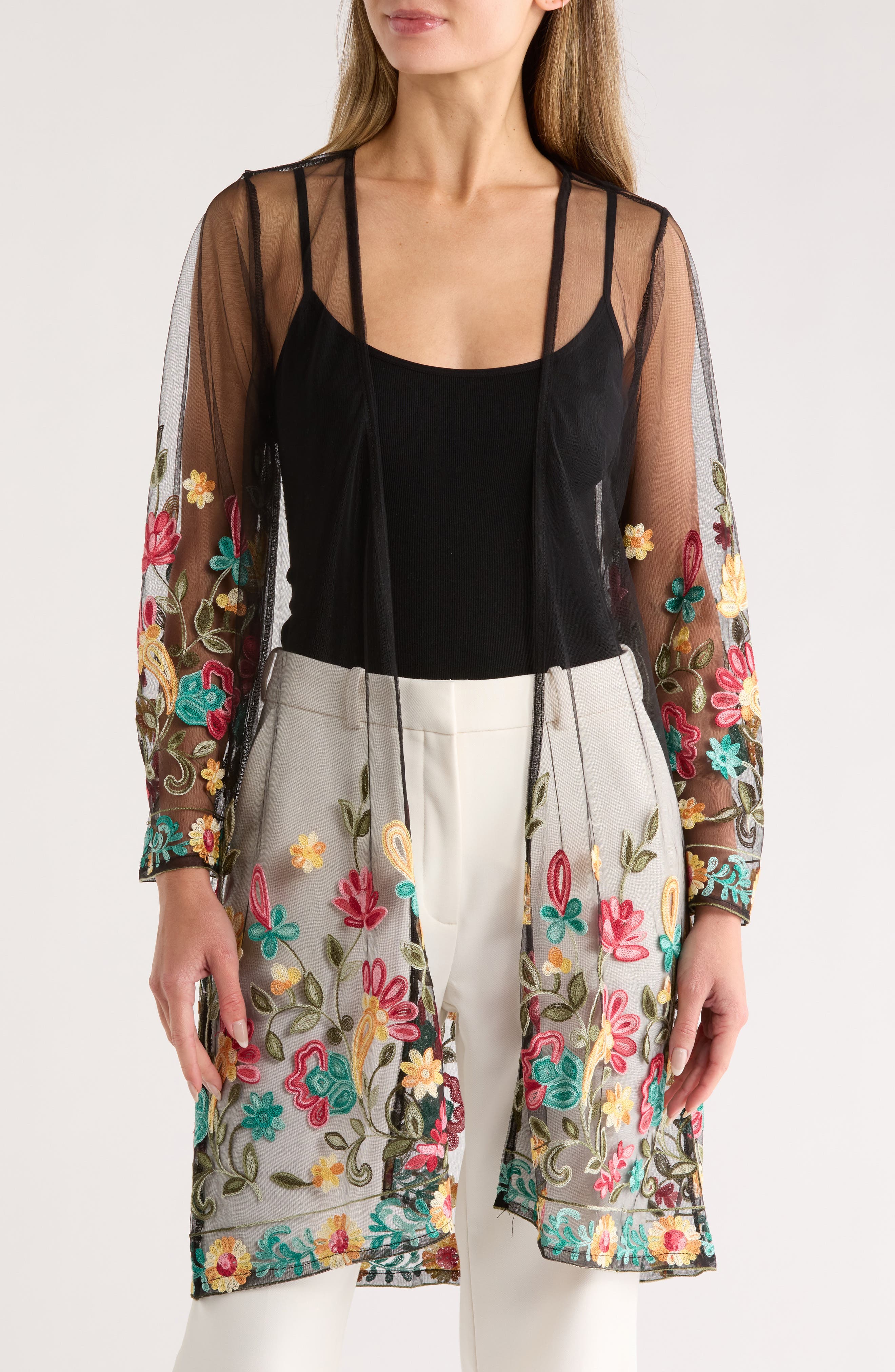 Forgotten Grace Embroidered Mesh Duster