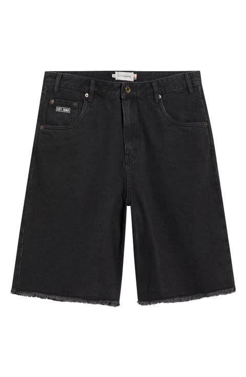Fray Hem Denim Bermuda Shorts