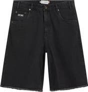 HONOR THE GIFT Fray Hem Denim Bermuda Shorts