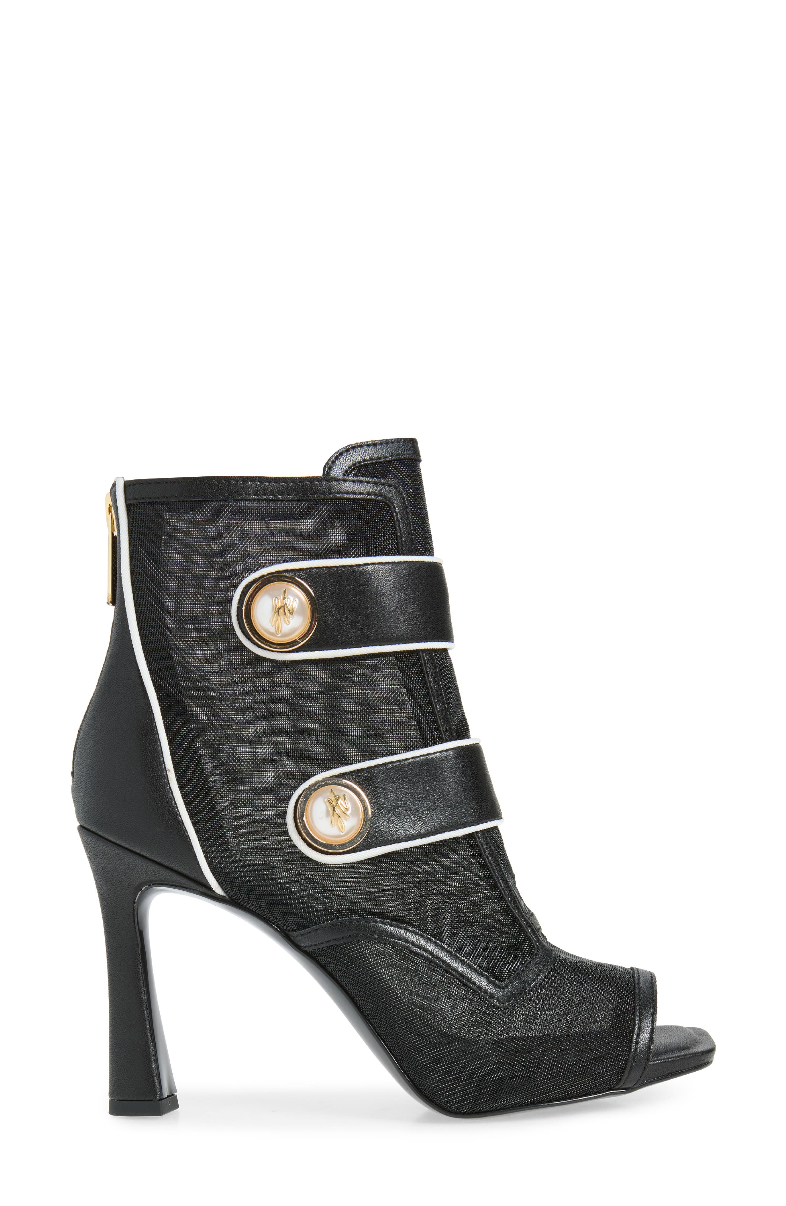 Delainey Peep Toe Bootie, Alternate, color, BLACK/ BRIGHT WHITE