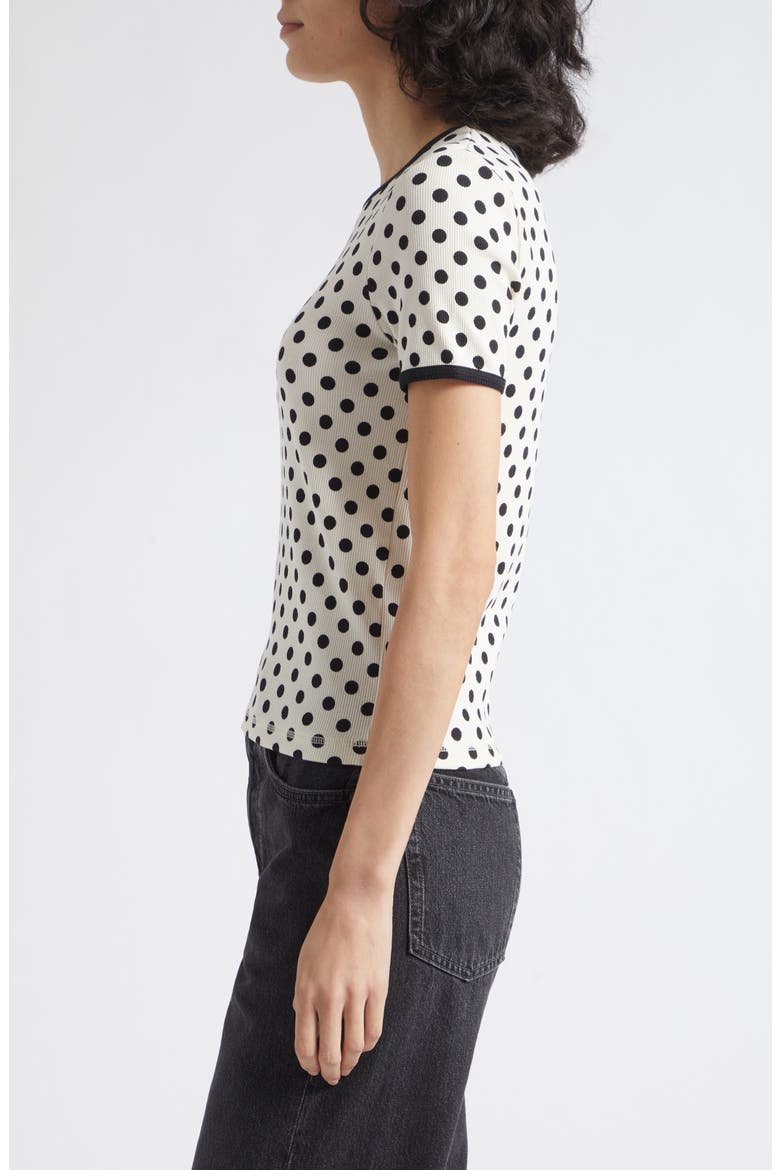 Kukkea Pallo Kioski Polka Dot T-Shirt, Alternate, color, OFF WHITE BLACK