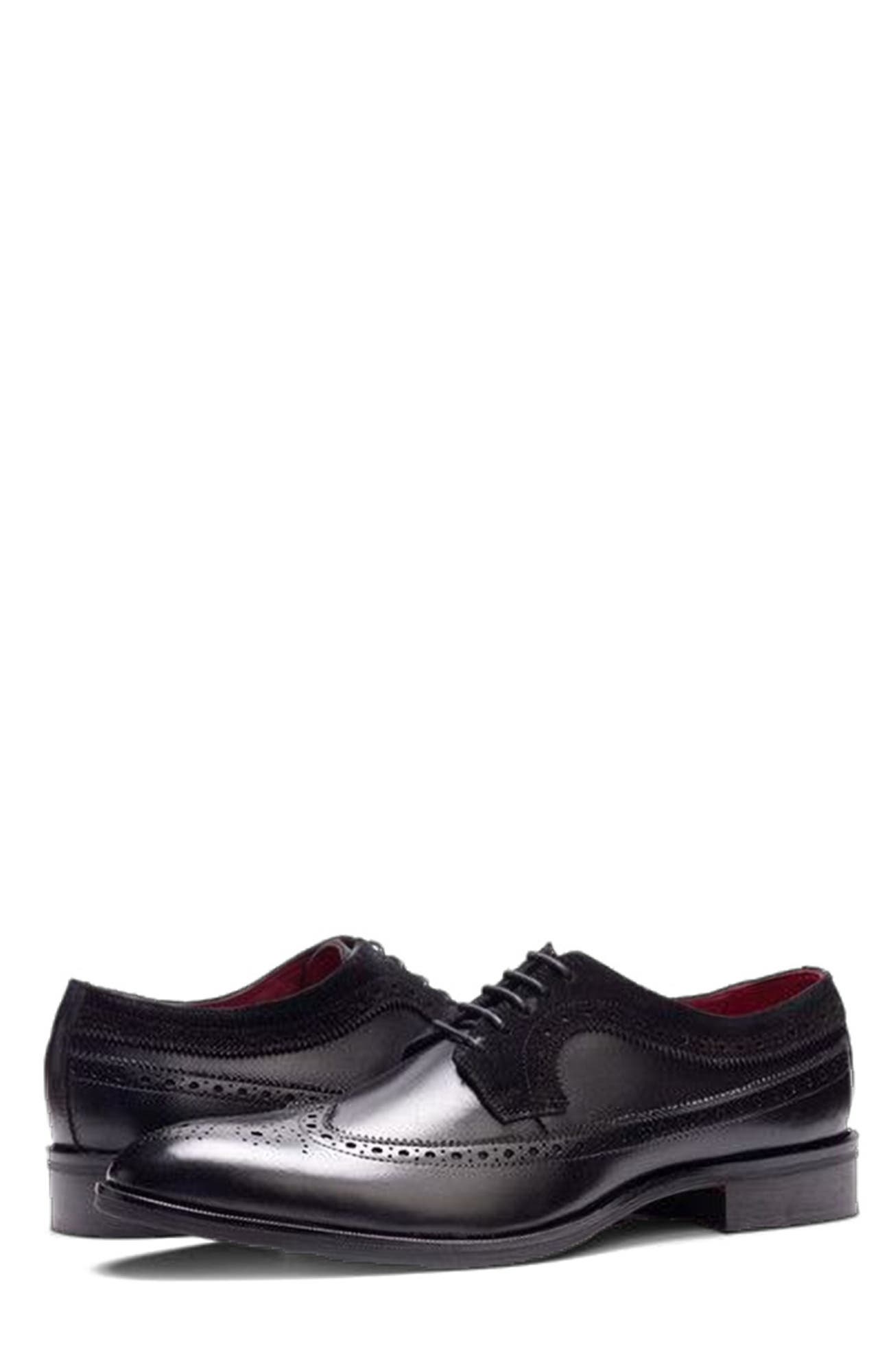 CARLOS SANTANA Felix Wingtip, Alternate, color, Black Leather