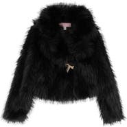 Juliette Kids' Faux Fur Jacket with Brooch