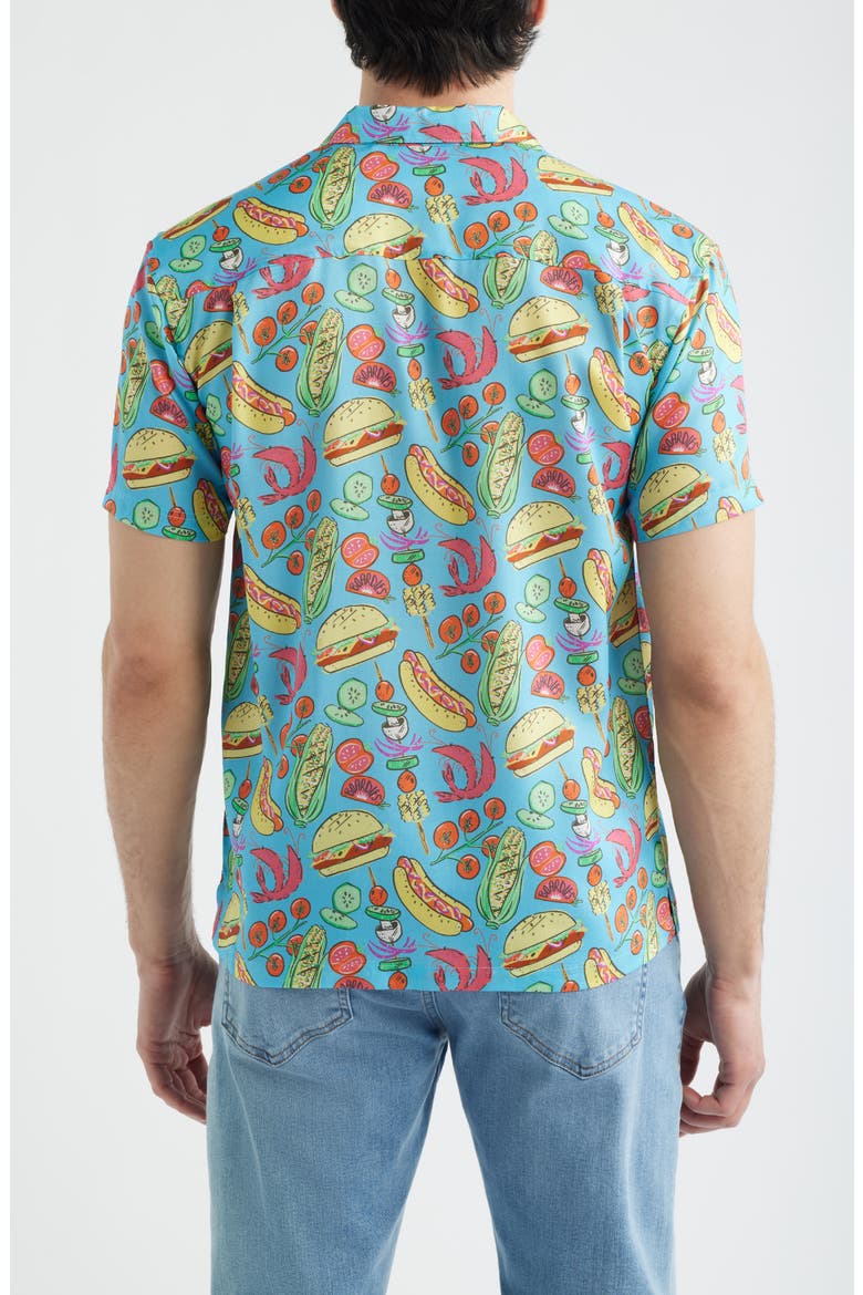 Barbecue Print Camp Shirt, Alternate, color, BLUE