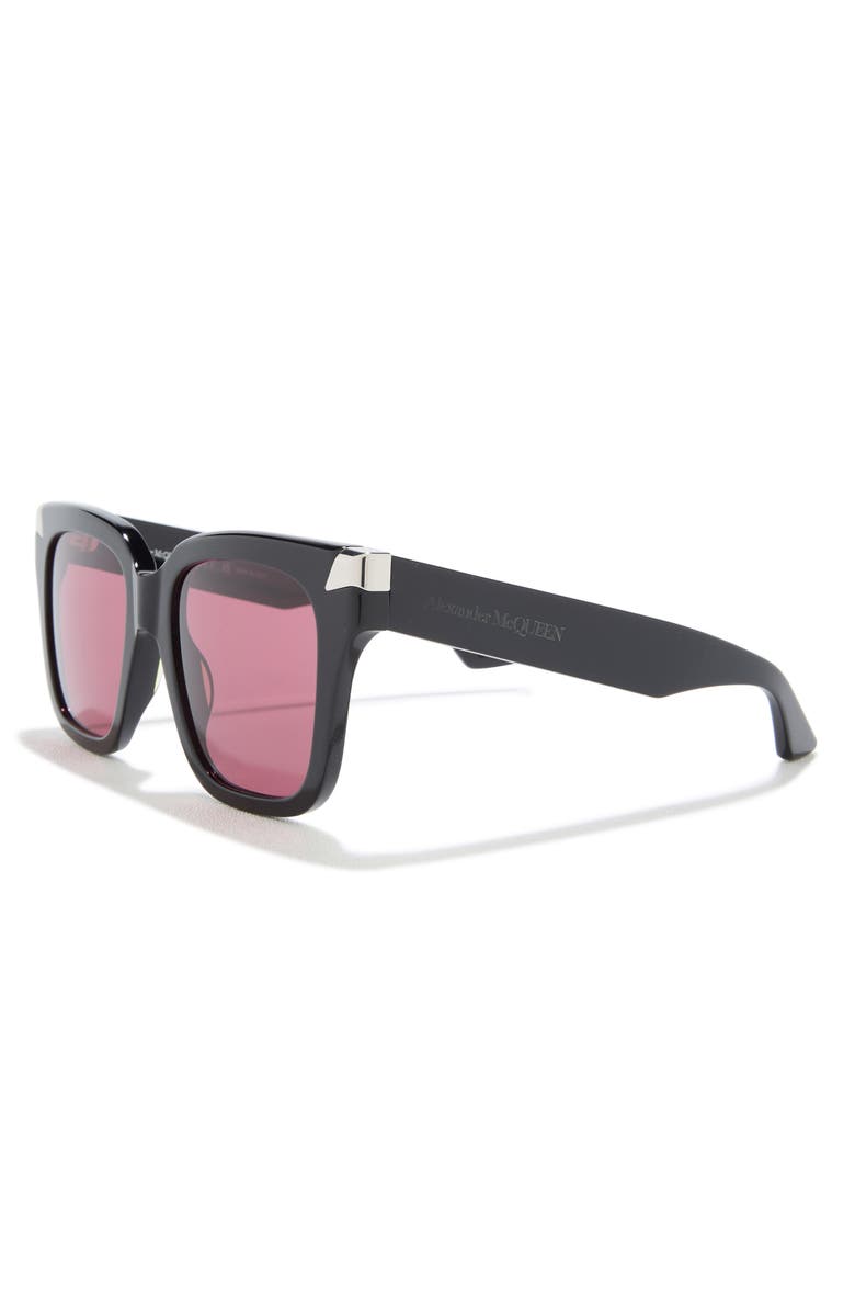 McQueen 53mm Square Sunglasses, Alternate, color, Black Black Violet