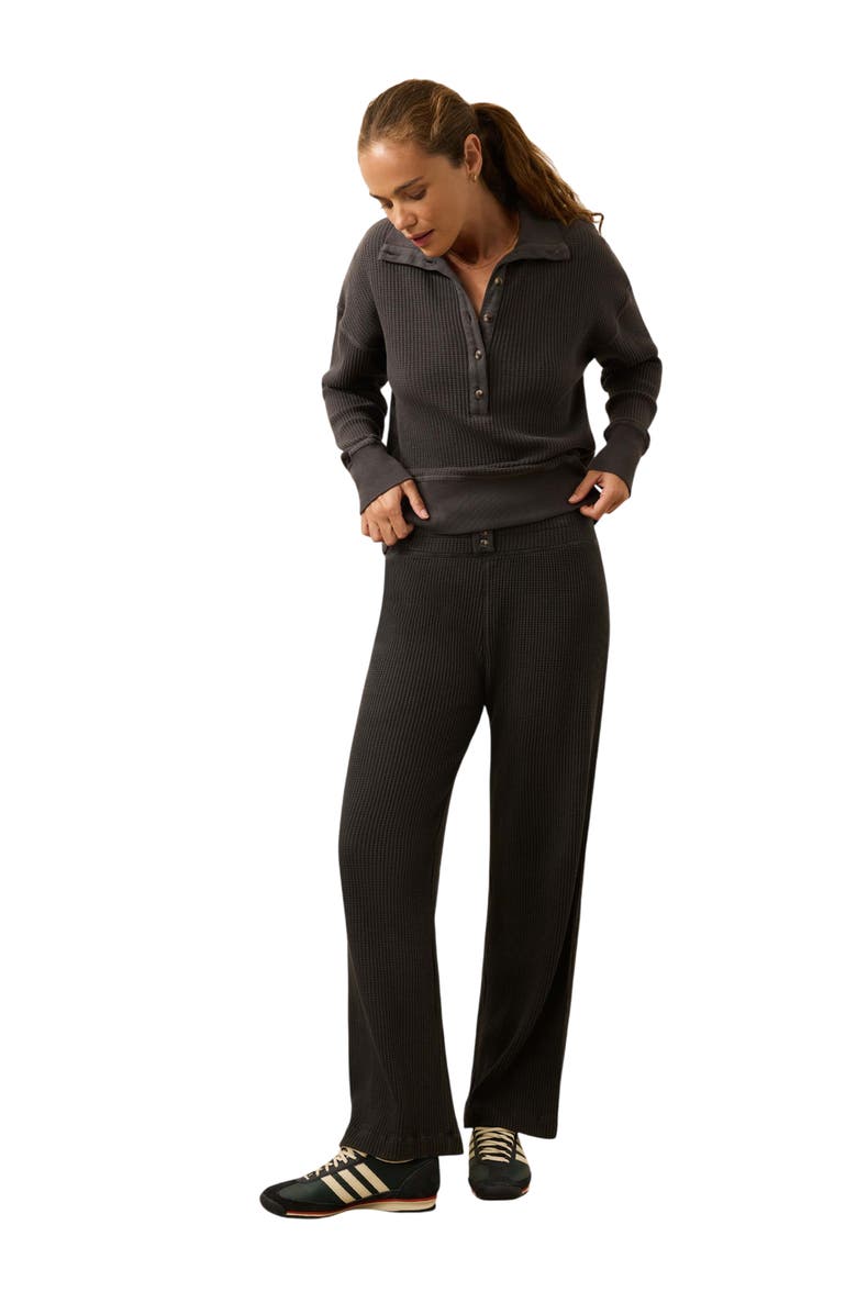 Faherty Après Organic Cotton Waffle Pants, Alternate, color, Washed Black