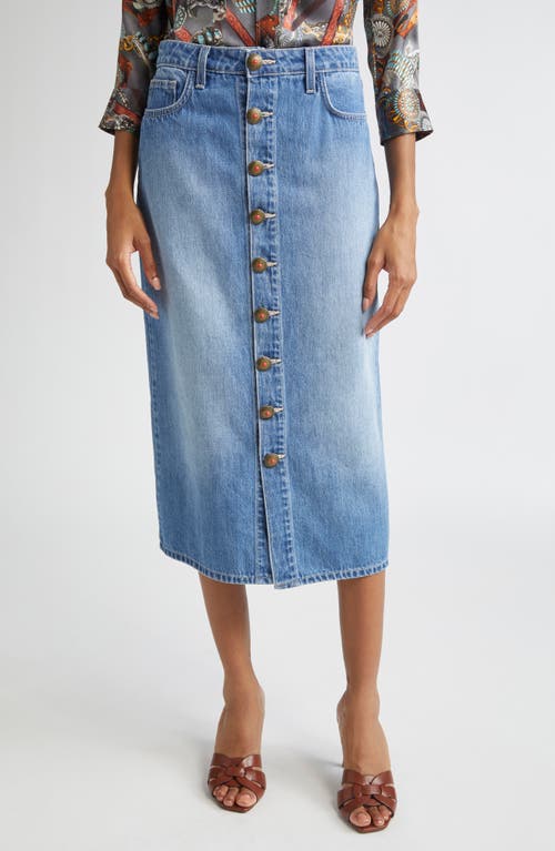 L AGENCE L'AGENCE KATHLEEN BUTTON FRONT MIDI DENIM SKIRT 