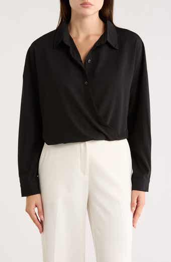 PATRIZIA LUCA Wrap Hem High-Low Button-Up Shirt