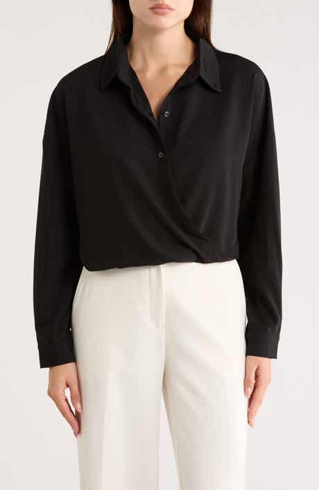 PATRIZIA LUCA Wrap Hem High-Low Button-Up Shirt