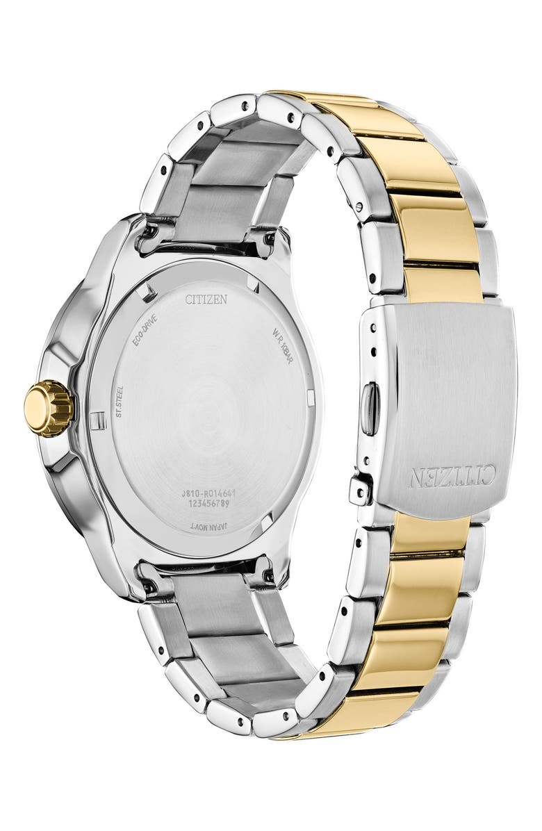 Citizen Eco Drive Three-Hand Quartz Stainless Steel Bracelet Watch, 45mm, Alternate, color, Two-Tone