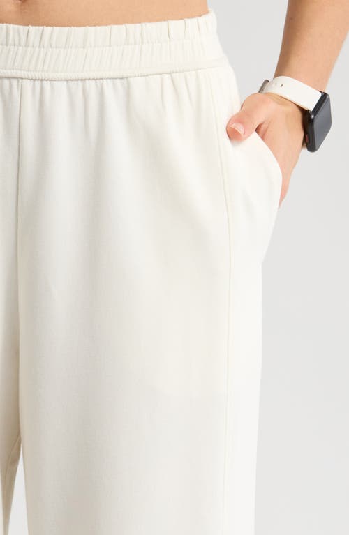 Zella Luxe Terry Wide Leg Pocket Pants In Ivory Egret