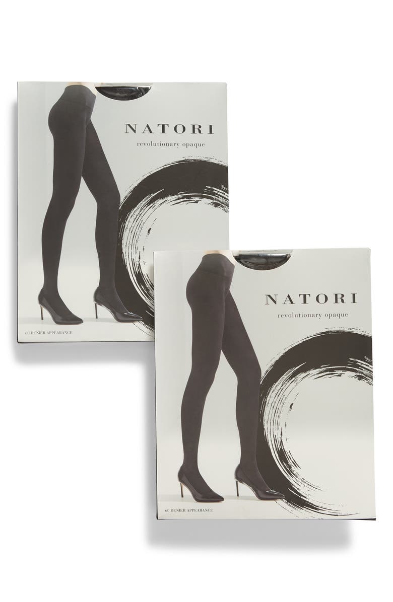 Natori Revolutionary Seamless Opaque Tights, Alternate, color, Black